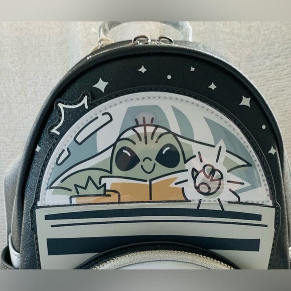 SALE - Loungefly Disney Parks Star Wars Grogu Mandalorian Glow In Dark Backpack - Picture 6 of 14